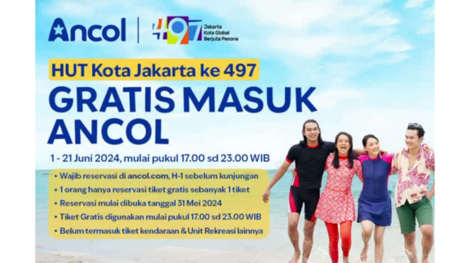 Promo Tiket Gratis Ancol 1-21 Juni 2024