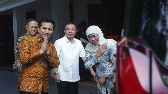 La pareja Khofifa Indar Paravansa-Emil Dardak cuando quieren conocer a Prabowo Subianto