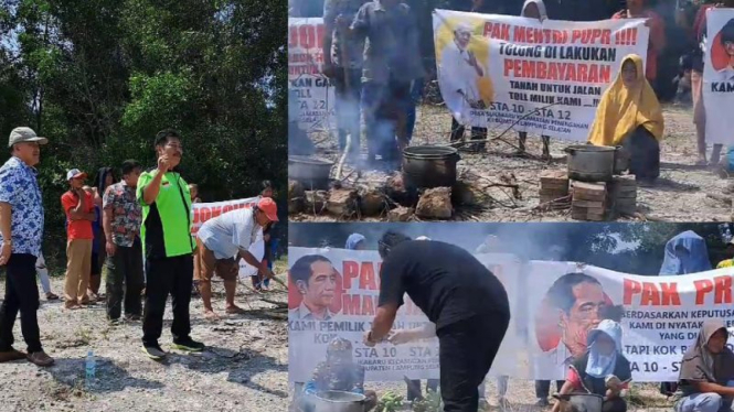 Warga Lampung Selatan protes masak batu kerikil