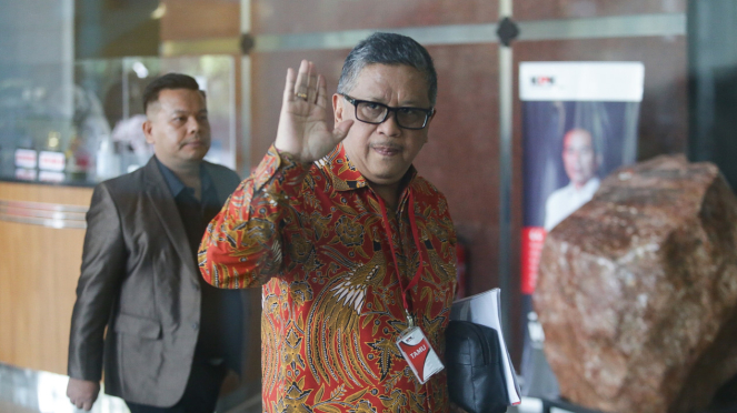 Hasto Kristiyanto saat diperiksa KPK terkait Harun Masiku