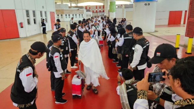 Kedatangan kloter terakhir jemaah haji Indonesia di Bandara Jeddah