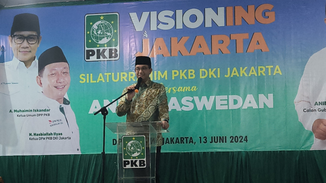 Eks Gubernur Jakarta, Anies Baswedan di Kantor DPW PKB Jakarta, Kamis, 13 Juni 2024