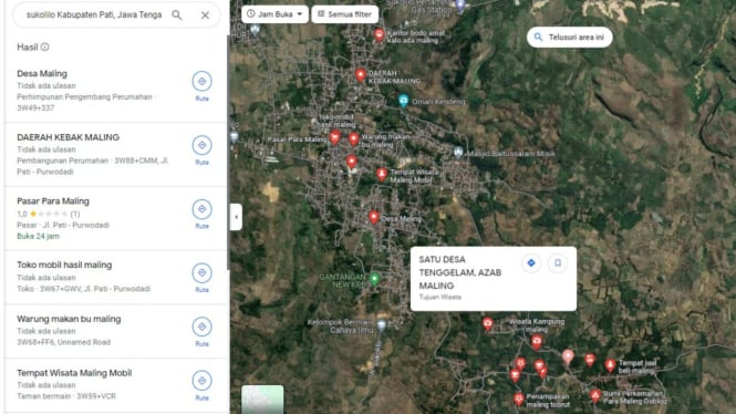 Wilayah Sukolilo Pati Berubah Nama Jadi Kampung Maling di Google Maps
