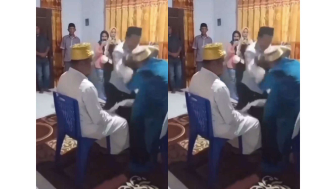 Viral wali nikah pukul pengantin pria usai ijab kabul.