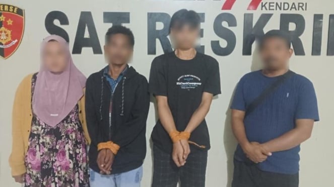 Cuatro autores de este crimen fueron arrestados por la policía en el Departamento de Investigación Criminal de la Policía de Kendari.
