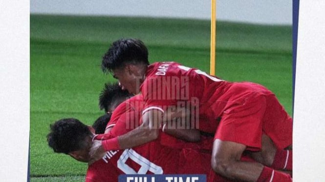 Pemain Timnas Indonesia U-16 rayakan gol