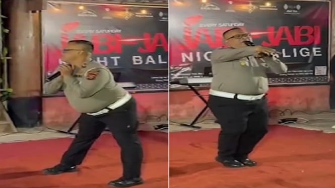 Video anggota polisi bernyanyi sambil joget gemulai di sebuah acara 
