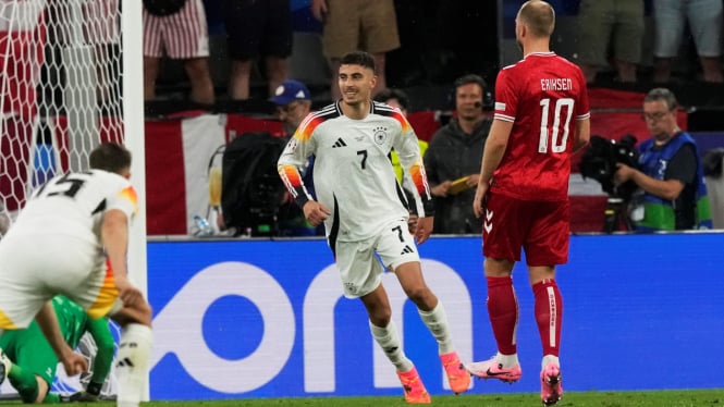 Pemain Timnas Jerman, Kai Havertz rayakan gol ke gawang Swiss
