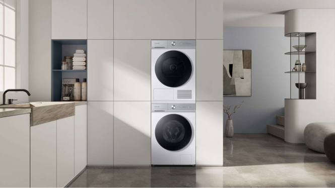 Mesin cuci Samsung Bespoke AI Washer and Dryer.