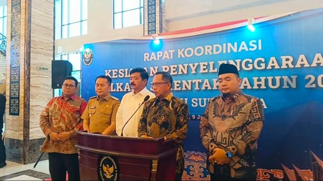 Mendagri RI, Tito Karnavian di Kota Medan.(B.S.Putra/VIVA)