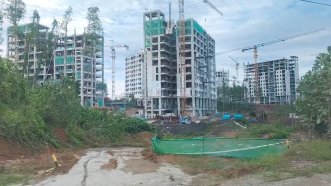 Proses pembangunan salah satu gedung/rusun di IKN