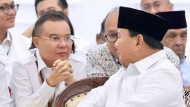 Ketua Harian Gerindra Sufmi Dasco Ahmad dan Presiden terpilih Prabowo Subianto.