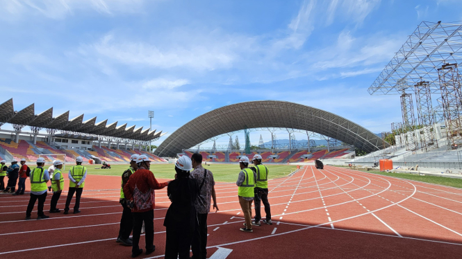 Venue utama Stadion Harapan Bangsa Banda Aceh yang dijadikan lokasi pembukaan PON Aceh - Sumut. VIVA/Dani Randi