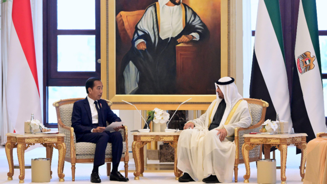  Presiden RI Jokowi dan Presiden UEA Mohamed bin Zayed Al Nahyan (MBZ)