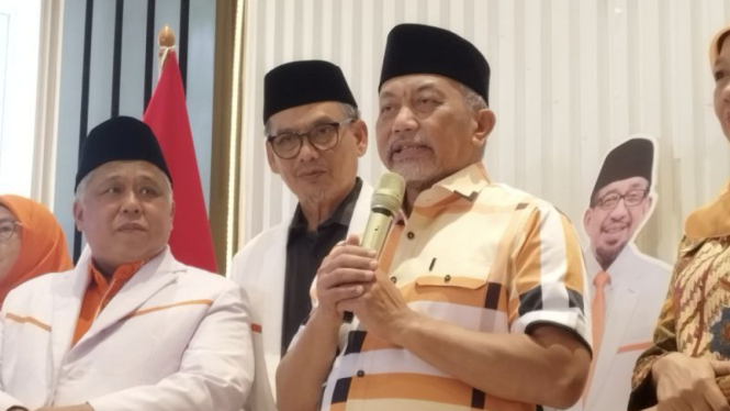 Presiden PKS Ahmad Syaikhu saat konferensi pers di Kantor DPP PKS, Jakarta, Kamis, 18 Juli 2024.