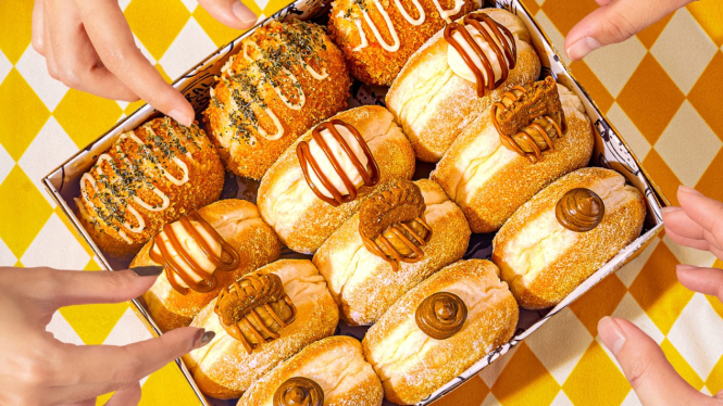 Varian kuliner donat kekinian, doughnuts bomboloni fluffy