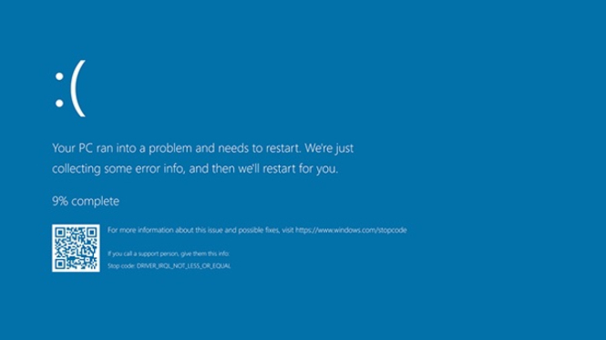 Ilustrasi Blue Screen of Death (BSOD) pada sistem operasi Microsoft Windows.