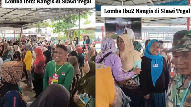 Viral Ratusan Emak-emak Ikut Lomba Nangis di Tegal