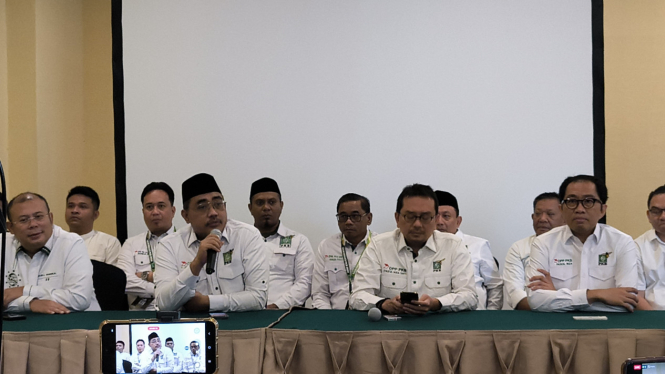 Waketum Partai Kebangkitan Bangsa (PKB), Jazilul Fawaid dalam konferensi pers di Hotel Sultan, Jakarta Pusat, Rabu, 24 Juli 2024