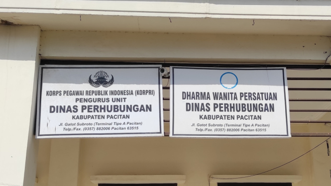 Kantor Dinas Perhubungan Kabupaten Pacitan Jawa Timur