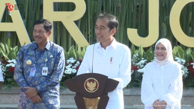 Presiden RI Joko Widodo (Jokowi) meresmikan rehabilitasi Pasar Jongke di Surakarta, Jawa Tengah, Sabtu, 27 Juli 2024 (sumber: YouTube Sekretariat Presiden)