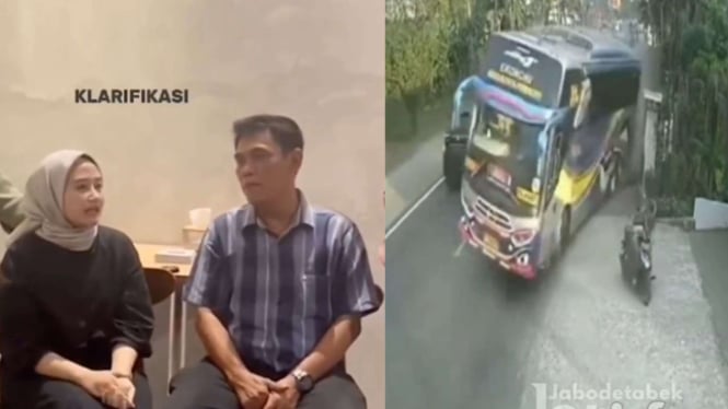 Pemotor Wanita yang Jatuh Sendiri dan Minta Rp 4 Juta ke Supir Bus Minta Maaf