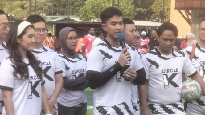 Ketua Umum PSI Kaesang Pangarep di Arena Gaskan Minisoccer, Jakarta Utara, Senin, 29 Juli 2024.