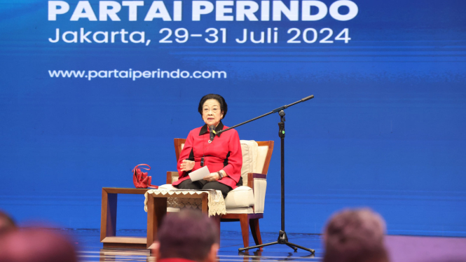 Megawati Soekarnoputri di acara Mukernas Partai Perindo