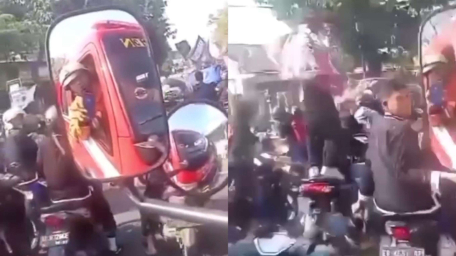 Viral Rombongan Pesilat Tak Memberi Jalan Mobil Damkar