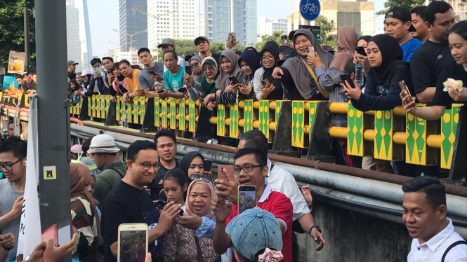 Anies Baswedan di CFD Bundaran HI, Jakarta Pusat