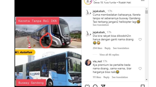 Netizen Komentari Kereta Otonom Tanpa Rel di IKN mirip busway gandeng