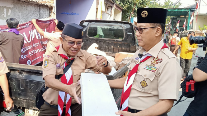 Budi Waseso Saat Program Bedah Rumah Kwarnas di Jakut (Doc: Natania Longdong)