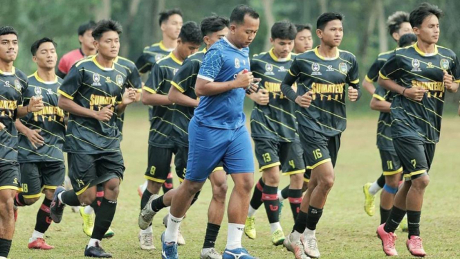 Tim sepakbola Sumut lakoni sesi latihan menjelang PON 2024.(dok Asprov PSSI Sumut)