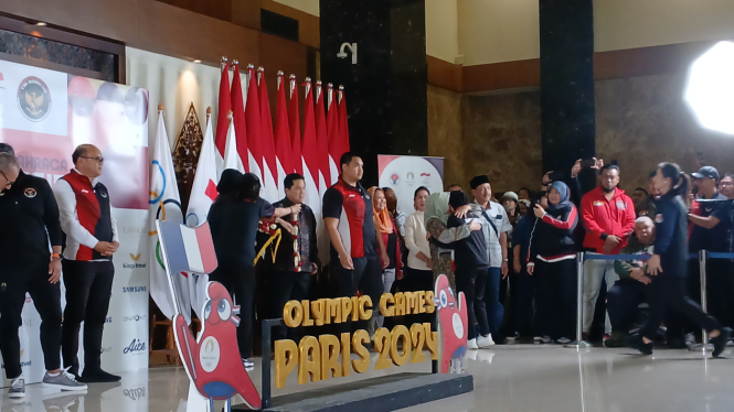 Penyambutan kedatangan atlet dari olimpiade paris 2024