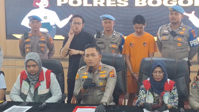 Polres Bogor merilis kasus penganiayaan cut intan. VIVA/Muhammad AR