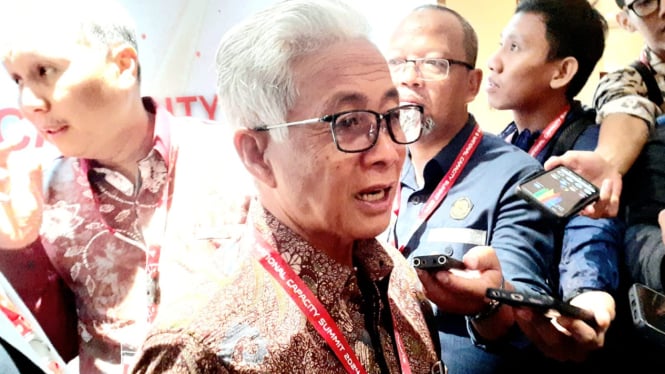 Kepala SKK Migas, Dwi Soetjipto, di acara 'Supply Chain and National Capacity Summit 2024' di JCC Senayan, Jakarta, Rabu, 14 Agustus 2024