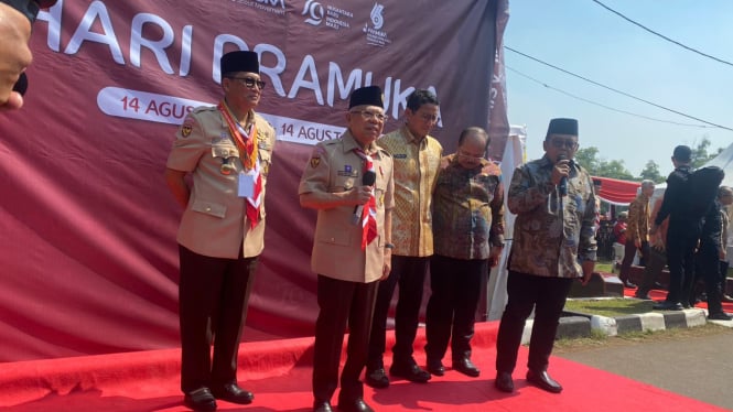 Wakil Presiden Ma'ruf Amin Saat Upacara HUT Pramuka (Doc: Natania)