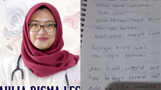 Pesan Terakhir Dokter Aulia Risma Sebelum Bunuh Diri karena Tak Kuat Dibully