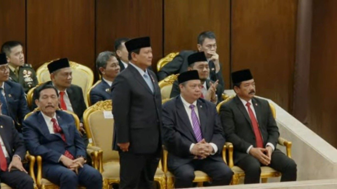 Presiden terpilih Prabowo Subianto di Sidang Tahunan MPR RI tahun 2024