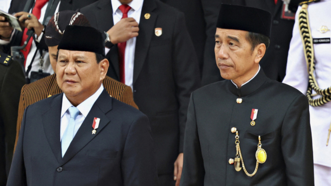 Presiden Joko Widodo dengan Prabowo Subianto di Sidang Tahunan