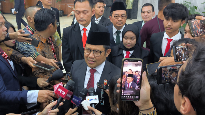 Ketua Umum PKB, Muhaimin Iskandar alias Cak Imin di Kompleks Parlemen, Senayan, Jakarta Pusat, Jumat, 16 Agustus 2024