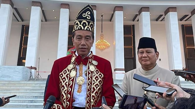 Presiden Joko Widodo (Jokowi) dan Prabowo Subianto di Istana Negara IKN