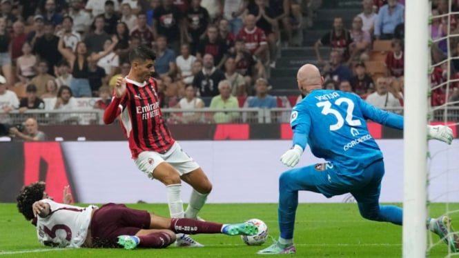 Alvaro Morata saat AC Milan vs Torino