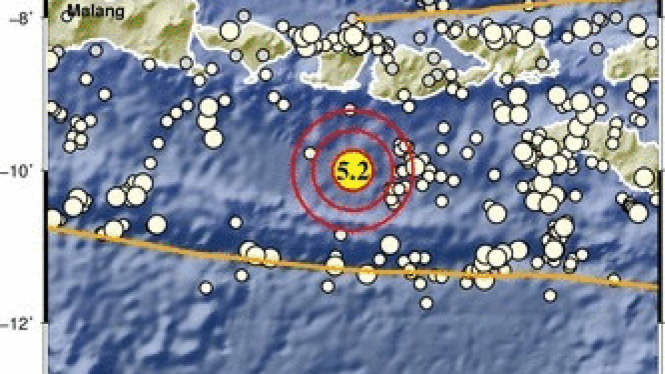 Lokasi gempa bumi 5,2 magnitudo di Sumbawa Barat (BMKG) 