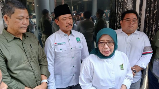 Sekretaris PKB Jatim Anik Maslachah di Polda Jatim di Surabaya.