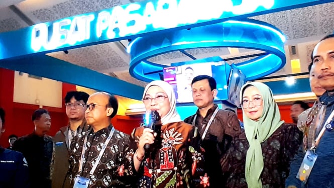 Menteri Ketenagakerjaan, Ida Fauziyah, di acara 'Naker Fest 2024', kawasan JIExpo, Kemayoran, Jakarta Utara, Jumat, 23 Agustus 2024