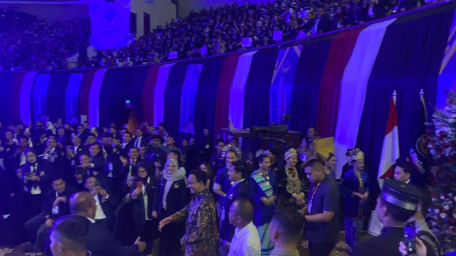 Anies Baswedan tiba di Jakarta Convention Center untuk menghadiri Kongres III Partai Nasdem pada Minggu, 25 Agustus 2024.