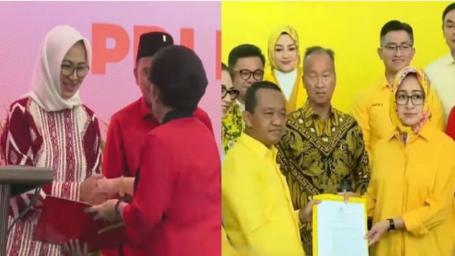 Beda Ekspresi Airin Saat Terima SK Maju Pilgub Banten dari Megawati dan Bahlil