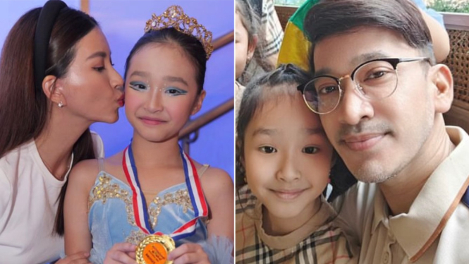 Sarwendah dan Ruben Onsu bersama putri sulung mereka, Thalia Putri Onsu