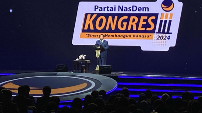 Presiden terpilih 2024, Prabowo Subianto di Kongres III Partai Nasdem